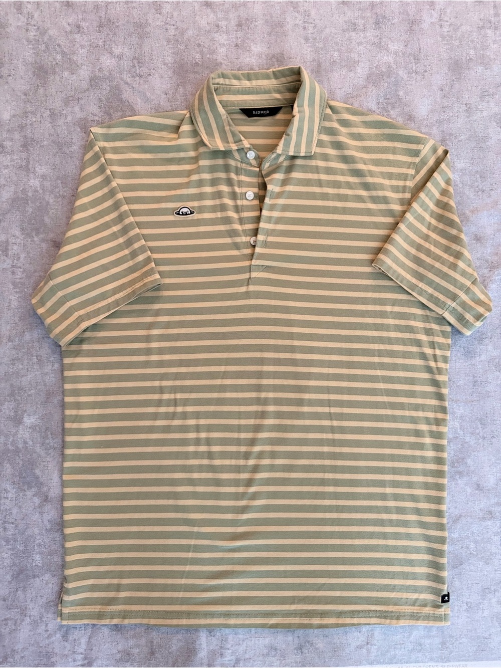 Radmor Sage Green & Yellow Striped Polo Shirt